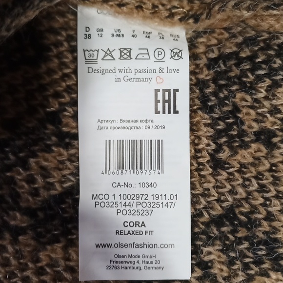 Olsen Cora Long Cardigan Sweater Golden Glam S M 8 - Picture 9 of 11